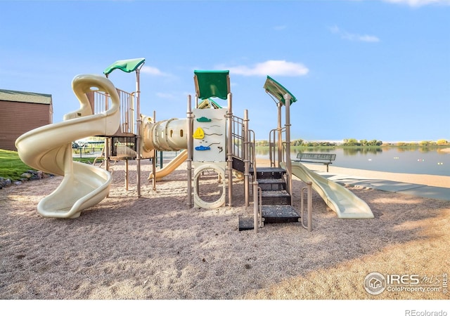 communal playground with a water view