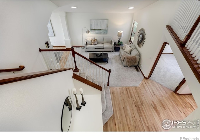 4866 Franklin Dr, Boulder, CO 80301 - staircase with recessed lighting, baseboards, and wood finished floors