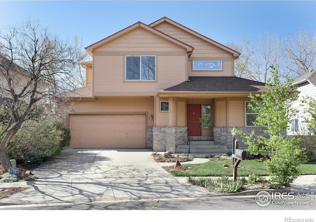 4866 Franklin Dr, Boulder, CO 80301 - craftsman-style home featuring concrete driveway and an attached garage