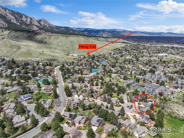 2499 Powderhorn Ln, Boulder, CO 80305 - drone / aerial view featuring a residential view and a mountain view
