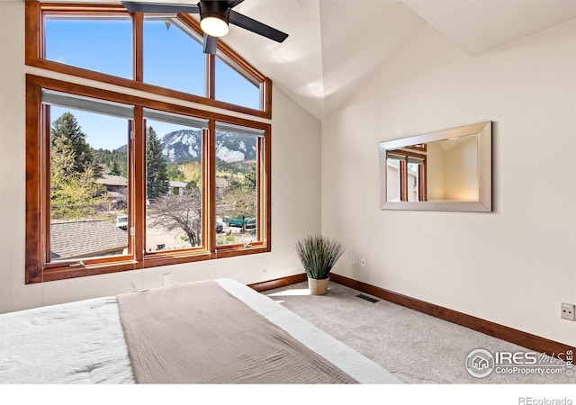 2499 Powderhorn Ln, Boulder, CO 80305 - carpeted bedroom with baseboards, lofted ceiling, and visible vents