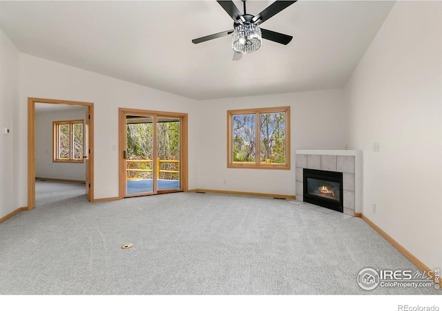 718 Brookhaven Ct, Fort Collins, CO 80525 - unfurnished living room featuring baseboards, carpet, and a ceiling fan