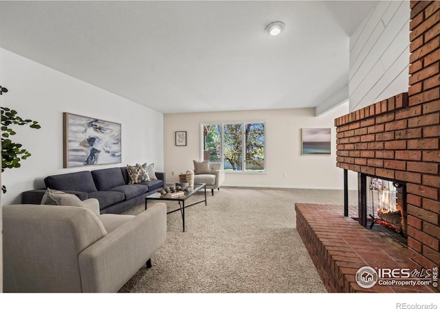 4950 Sundance Sq, Boulder, CO 80301 - living room featuring a fireplace, carpet flooring, and baseboards