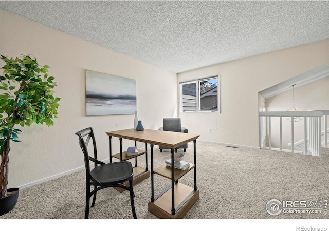 4950 Sundance Sq, Boulder, CO 80301 - carpeted home office featuring a textured ceiling and baseboards
