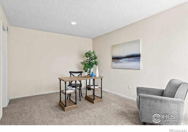 4950 Sundance Sq, Boulder, CO 80301 - office area with carpet floors, a textured ceiling, baseboards, and recessed lighting
