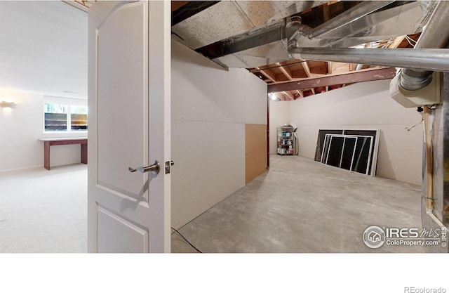 basement with water heater