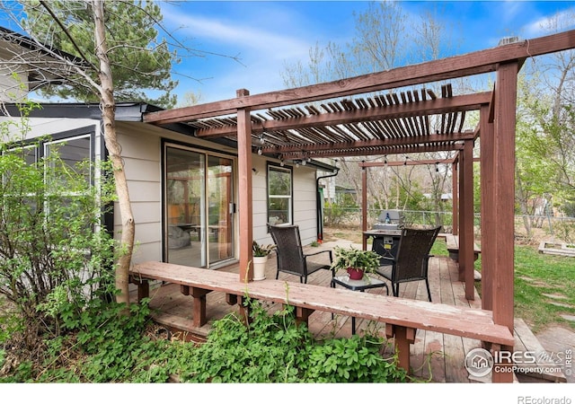 1208 Briarwood Rd, Fort Collins, CO 80521 - wooden deck featuring a pergola