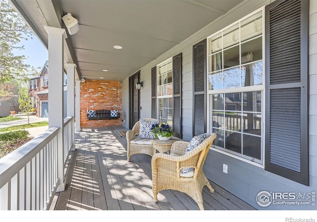 wooden deck with covered porch