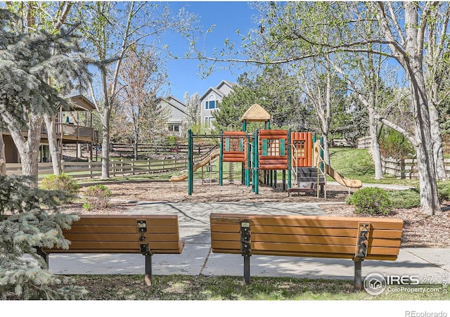 community play area with fence