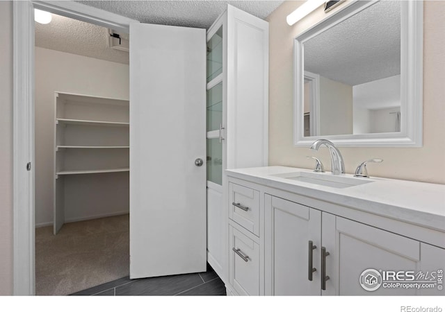 6385 Oak St Unit 301, Arvada, CO 80004 - bathroom featuring a textured ceiling and vanity