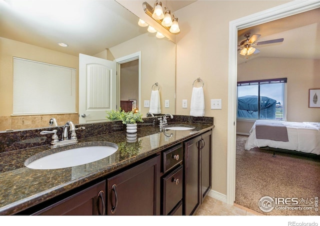 6659 12th St, Frederick, CO 80530 - ensuite bathroom featuring double vanity, a ceiling fan, a sink, and ensuite bath