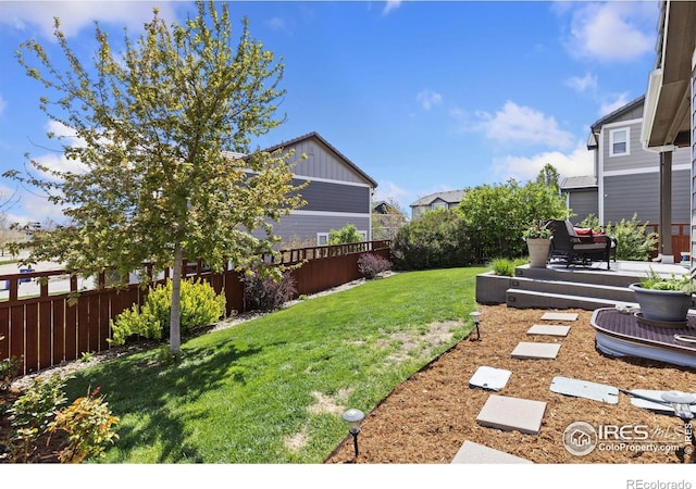 view of yard featuring a fenced backyard