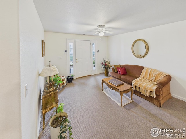 5425 County Road 32 Unit 15, Mead, CO 80504 - living room with carpet flooring, ceiling fan, and baseboards