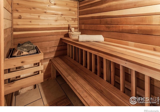 view of sauna / steam room featuring tile patterned floors