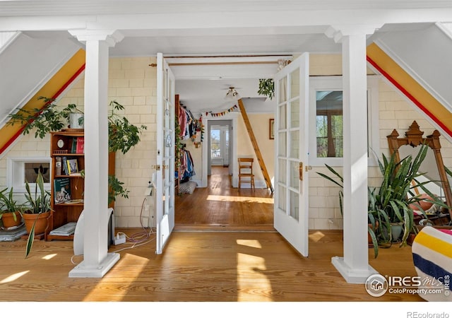 838 University Ave, Boulder, CO 80302 - interior space with decorative columns, french doors, and wood finished floors