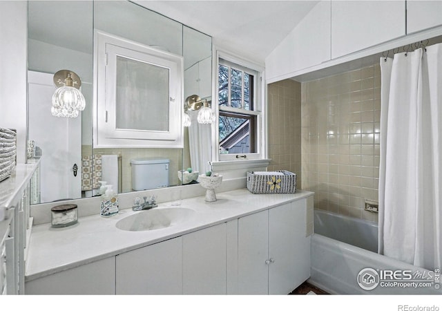 1025 5th St, Boulder, CO 80302 - bathroom with vanity and shower / bath combination with curtain