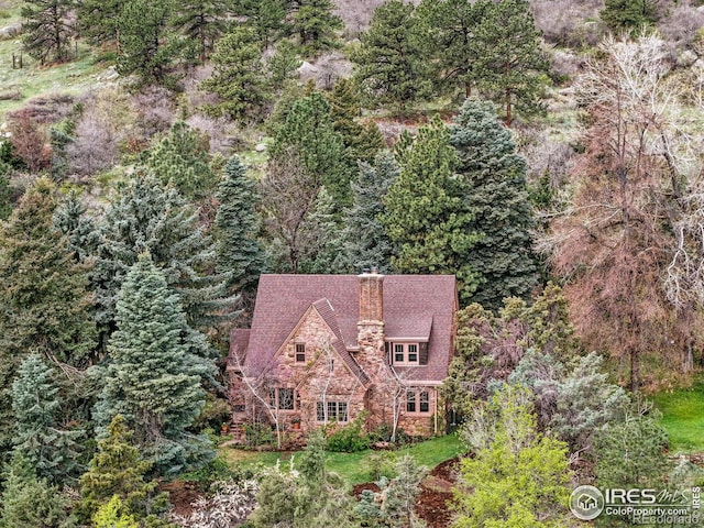 1025 5th St, Boulder, CO 80302 - birds eye view of property featuring a wooded view