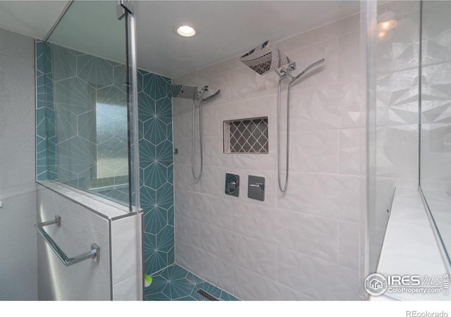 2605 Crabapple Ct, Golden, CO 80401 - bathroom with recessed lighting and a tile shower