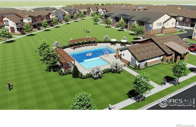 968 Birdwhistle Ln Unit 6, Fort Collins, CO 80524 - aerial perspective of suburban area with a pool