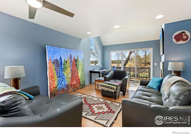 511 Spindrift Ct, Fort Collins, CO 80525 - living area featuring ceiling fan, recessed lighting, and wood finished floors