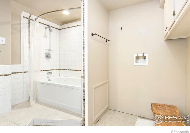 511 Spindrift Ct, Fort Collins, CO 80525 - bathroom with recessed lighting, tile patterned floors, and shower / bath combination with curtain