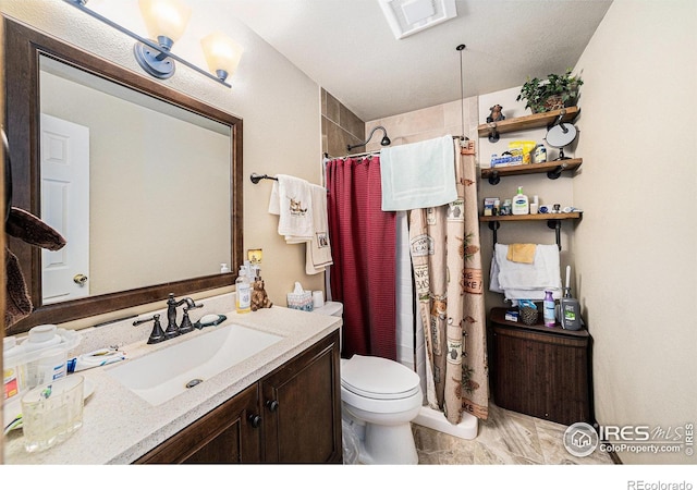 95 Eagle Tree Cir, Red Feather Lakes, CO 80545 - bathroom with toilet, curtained shower, and vanity