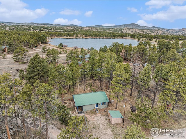 95 Eagle Tree Cir, Red Feather Lakes, CO 80545 - drone / aerial view with a water and mountain view