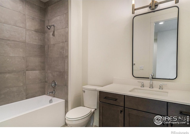 full bathroom featuring toilet, vanity, and shower / bath combination