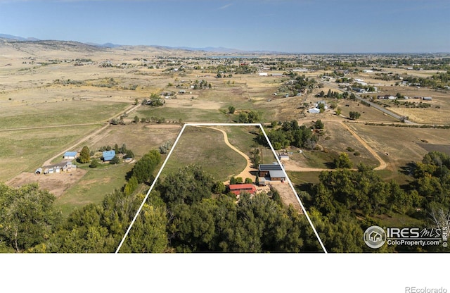 15789 N 83rd St, Longmont, CO 80503 - overview of rural landscape featuring property parcel outlined and mountains