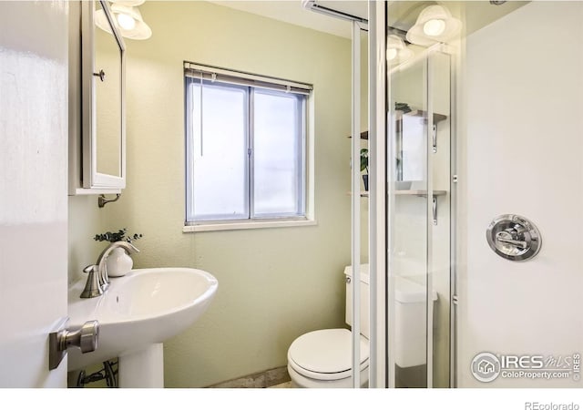 1352 S Terry St, Longmont, CO 80501 - full bathroom with a sink, a shower with shower door, and toilet