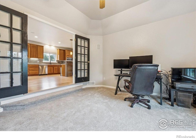 8355 Louden Circle Ft, Collins, CO 80528 - office with visible vents, baseboards, and light colored carpet