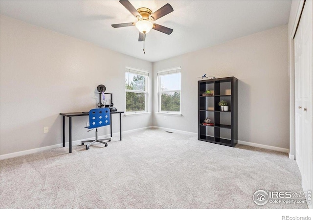 8355 Louden Circle Ft, Collins, CO 80528 - unfurnished office featuring carpet flooring, a ceiling fan, and baseboards