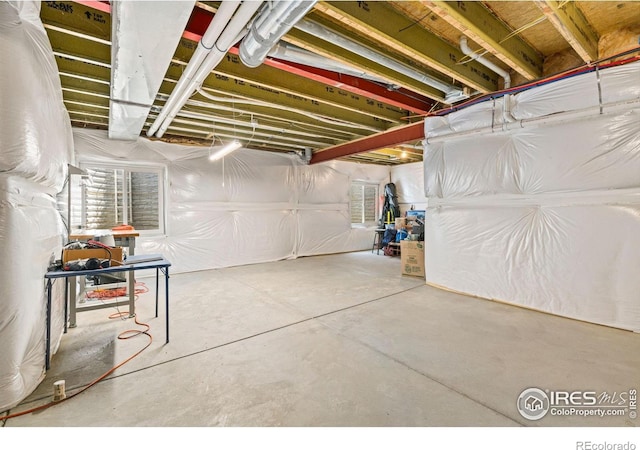 view of unfinished basement