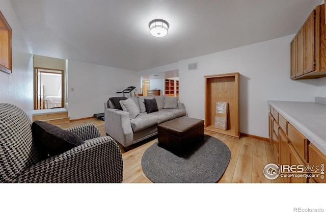 729 Jay Pl, Berthoud, CO 80513 - living area featuring baseboards, visible vents, and light wood-style floors