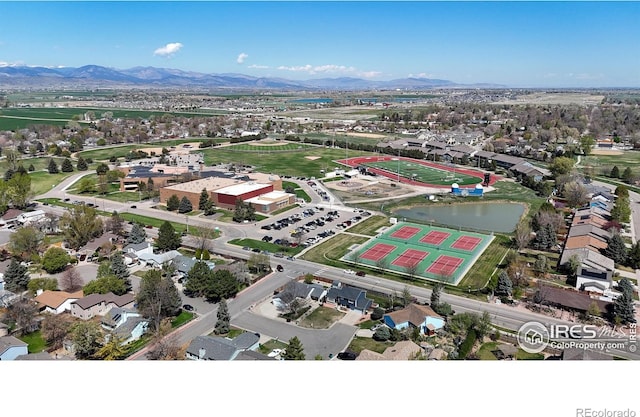 729 Jay Pl, Berthoud, CO 80513 - drone / aerial view featuring a residential view and a mountain view