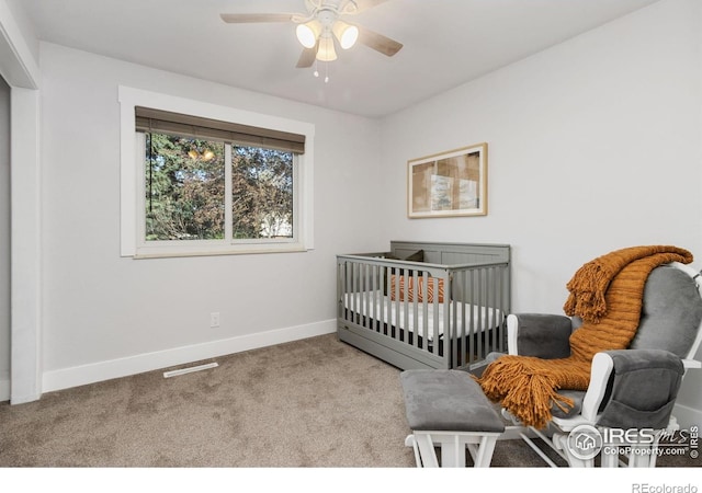 2139 Donna Ct, Loveland, CO 80537 - bedroom featuring visible vents, a ceiling fan, carpet, and baseboards