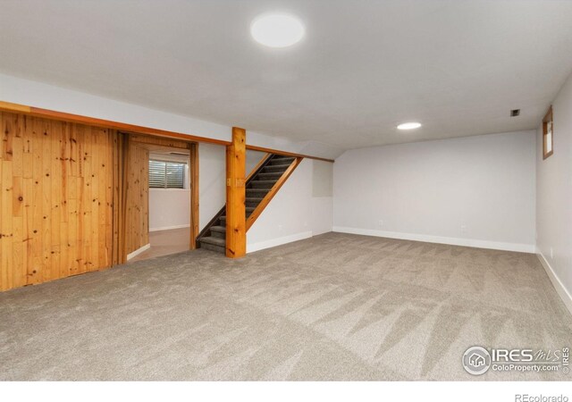 2139 Donna Ct, Loveland, CO 80537 - basement with stairs, recessed lighting, baseboards, and carpet