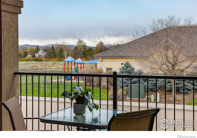 balcony with a mountain view