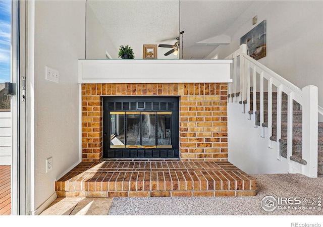 3812 Howe Ct, Boulder, CO 80301 - detailed view of a fireplace and ceiling fan