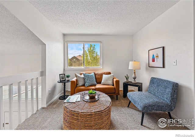 3812 Howe Ct, Boulder, CO 80301 - carpeted living room with a textured ceiling and baseboards