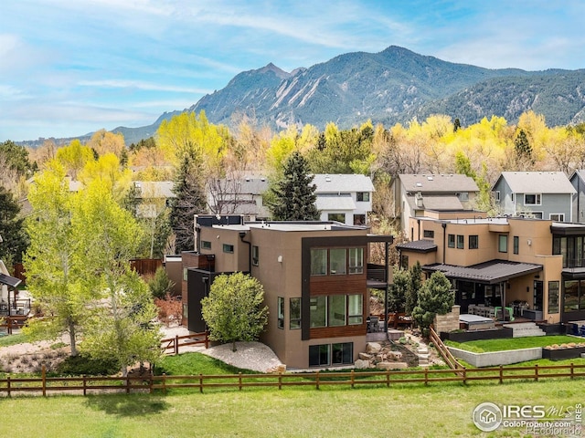 property view of mountains featuring a residential view