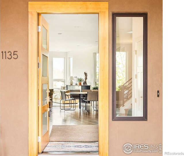 interior space featuring a healthy amount of sunlight and wood finished floors