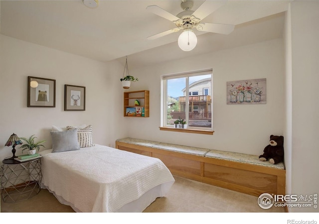 1460 Quince Ave Unit S102, Boulder, CO 80304 - bedroom with light carpet and ceiling fan