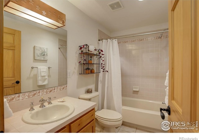 1460 Quince Ave Unit S102, Boulder, CO 80304 - full bathroom with vanity, toilet, shower / bathtub combination with curtain, and tile patterned floors