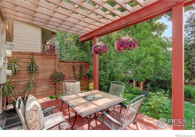 1460 Quince Ave Unit S102, Boulder, CO 80304 - wooden deck with outdoor dining area and a pergola