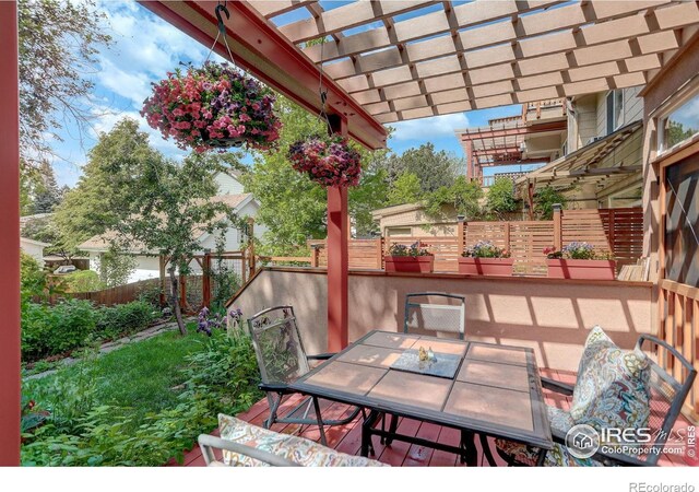 1460 Quince Ave Unit S102, Boulder, CO 80304 - fenced backyard featuring outdoor dining area and a pergola