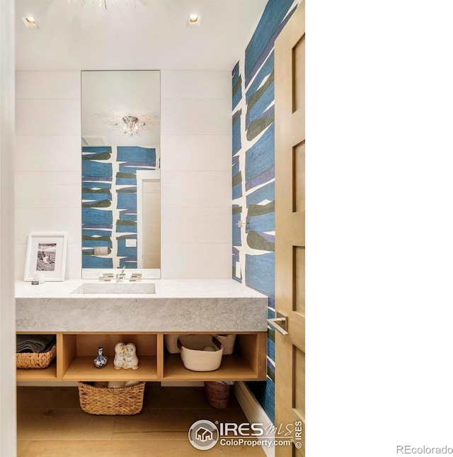 2158 Tamarack Ave, Boulder, CO 80304 - bathroom featuring a sink and wood finished floors