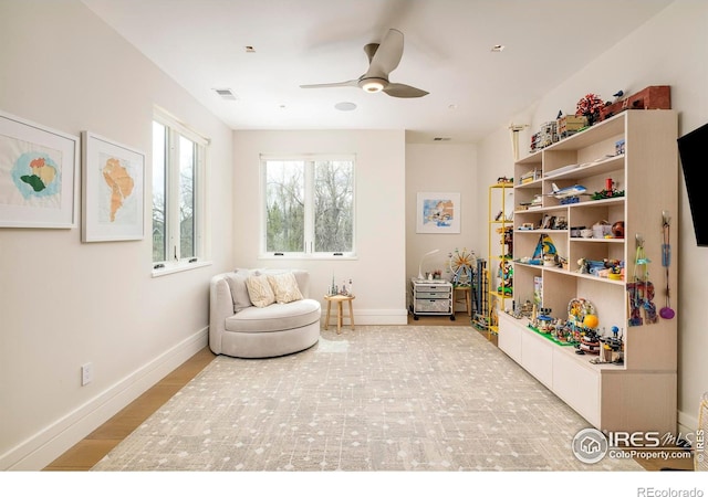 2158 Tamarack Ave, Boulder, CO 80304 - living area with a ceiling fan, baseboards, and visible vents