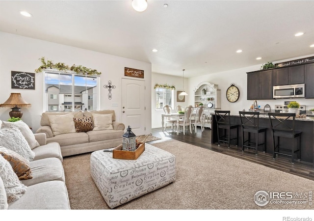 4355 24th Street Rd Unit 202, Greeley, CO 80634 - living area featuring recessed lighting and dark wood-style flooring