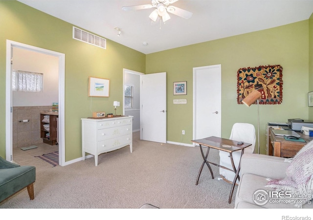 156 Brass Ct Unit 156, Loveland, CO 80537 - carpeted home office with a ceiling fan, baseboards, and visible vents